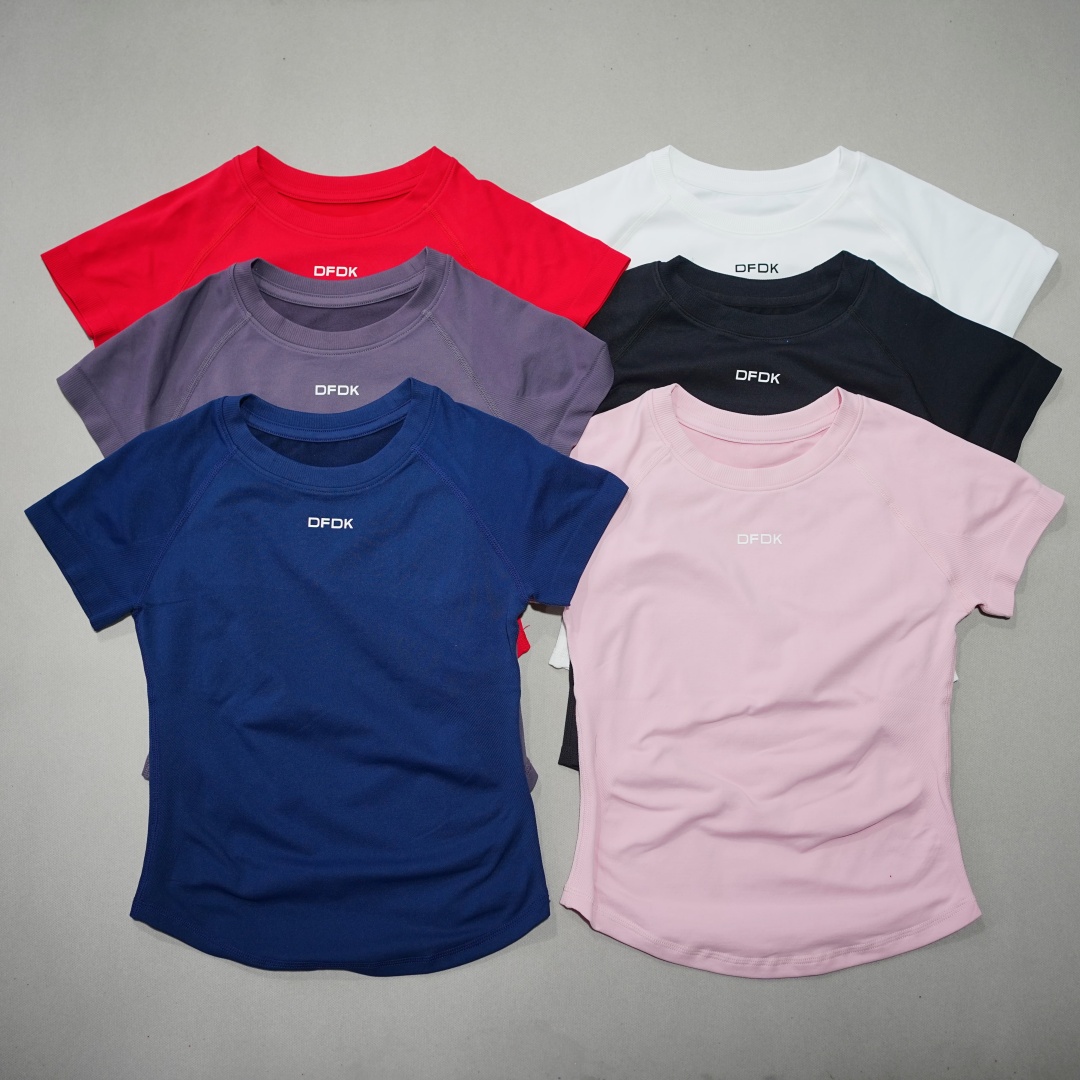 Yoga Fitness Top - Camiseta feminina elástica de manga curta