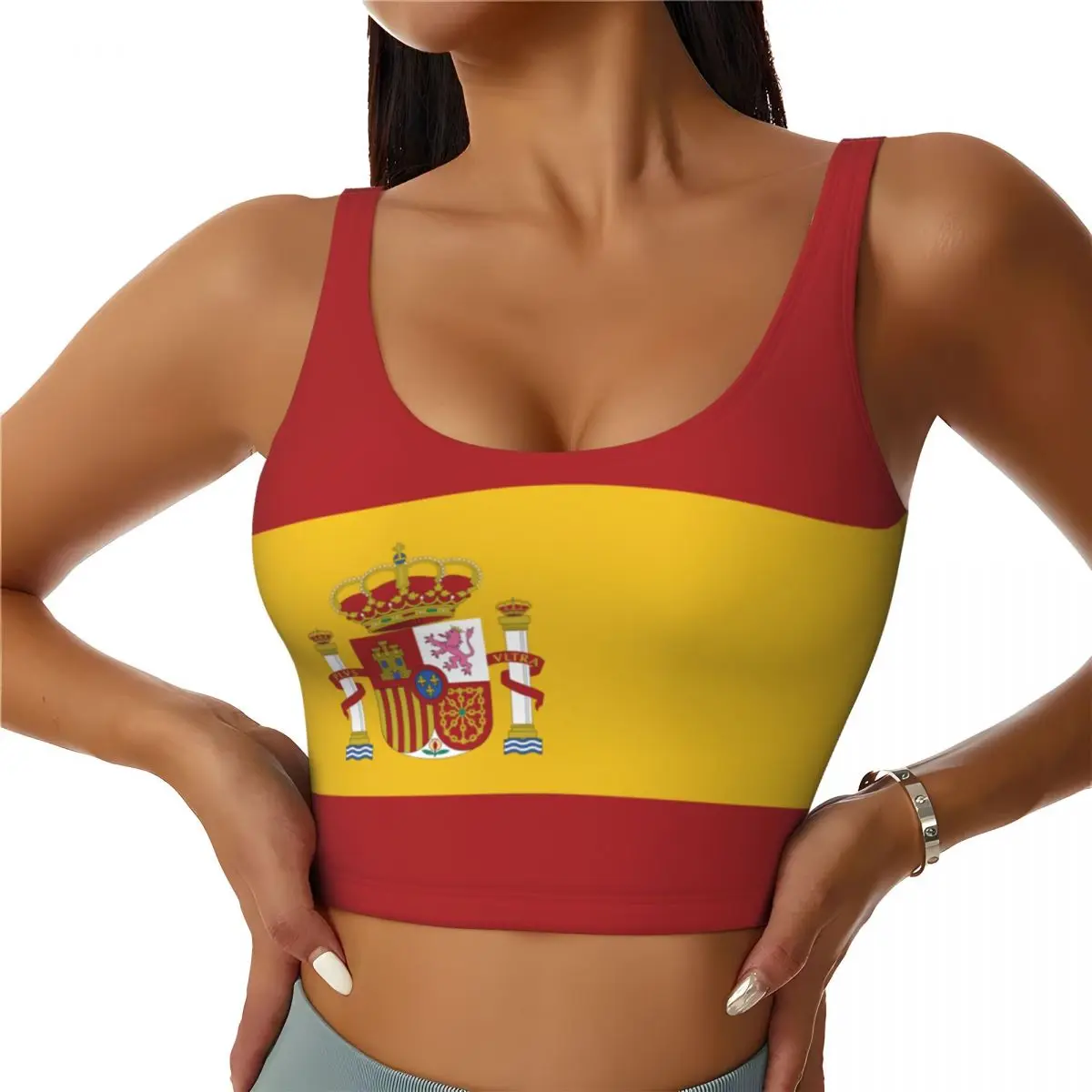 Yoga Fitness Top - Tops básicos com bandeira da Espanha