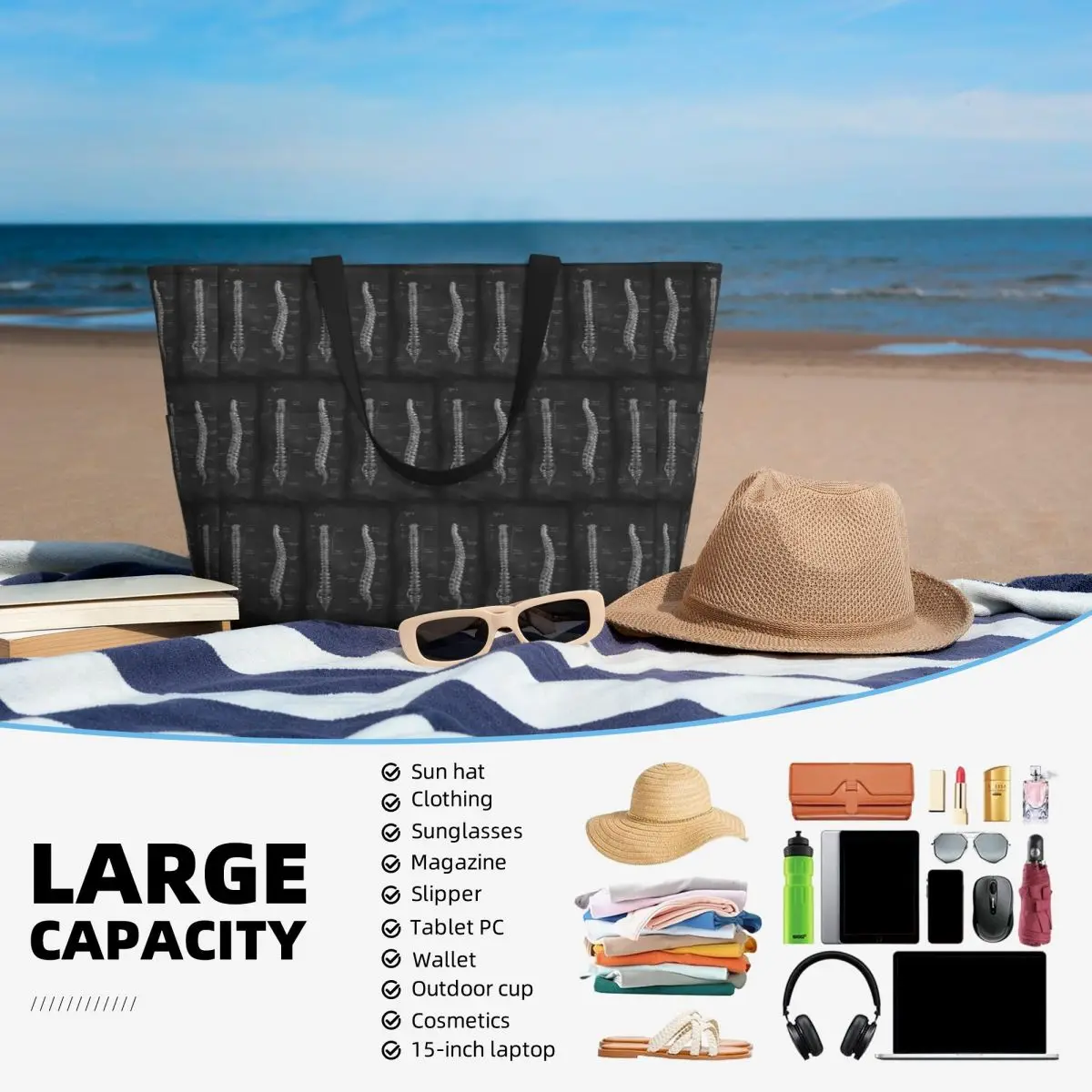 Bolsa tote grande para praia,  - Yoga Anatomy Of Fitness avaliação e preço