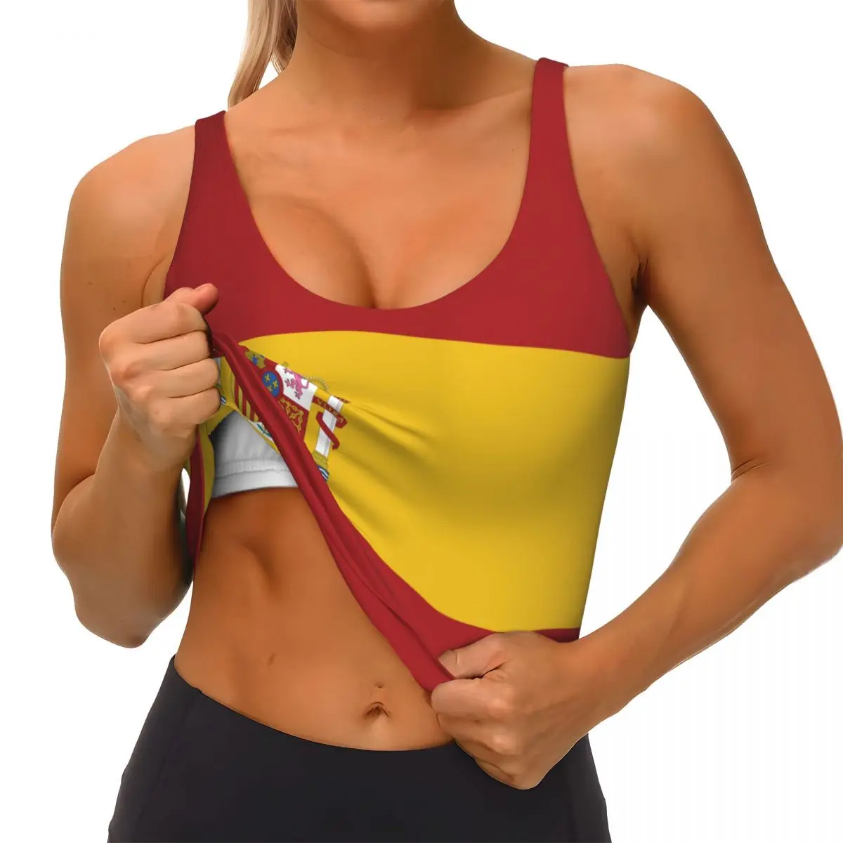 Tops básicos com bandeira da E - Yoga Fitness Top avaliação e preço